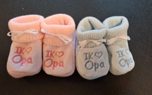 Ik hou van opa - slofjes roze en blauw